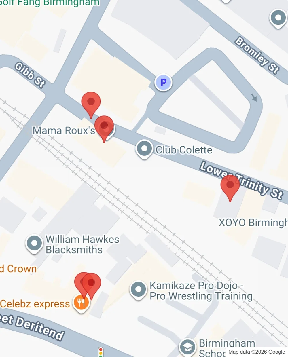 The same five venues pinned on the VenuePal venue map